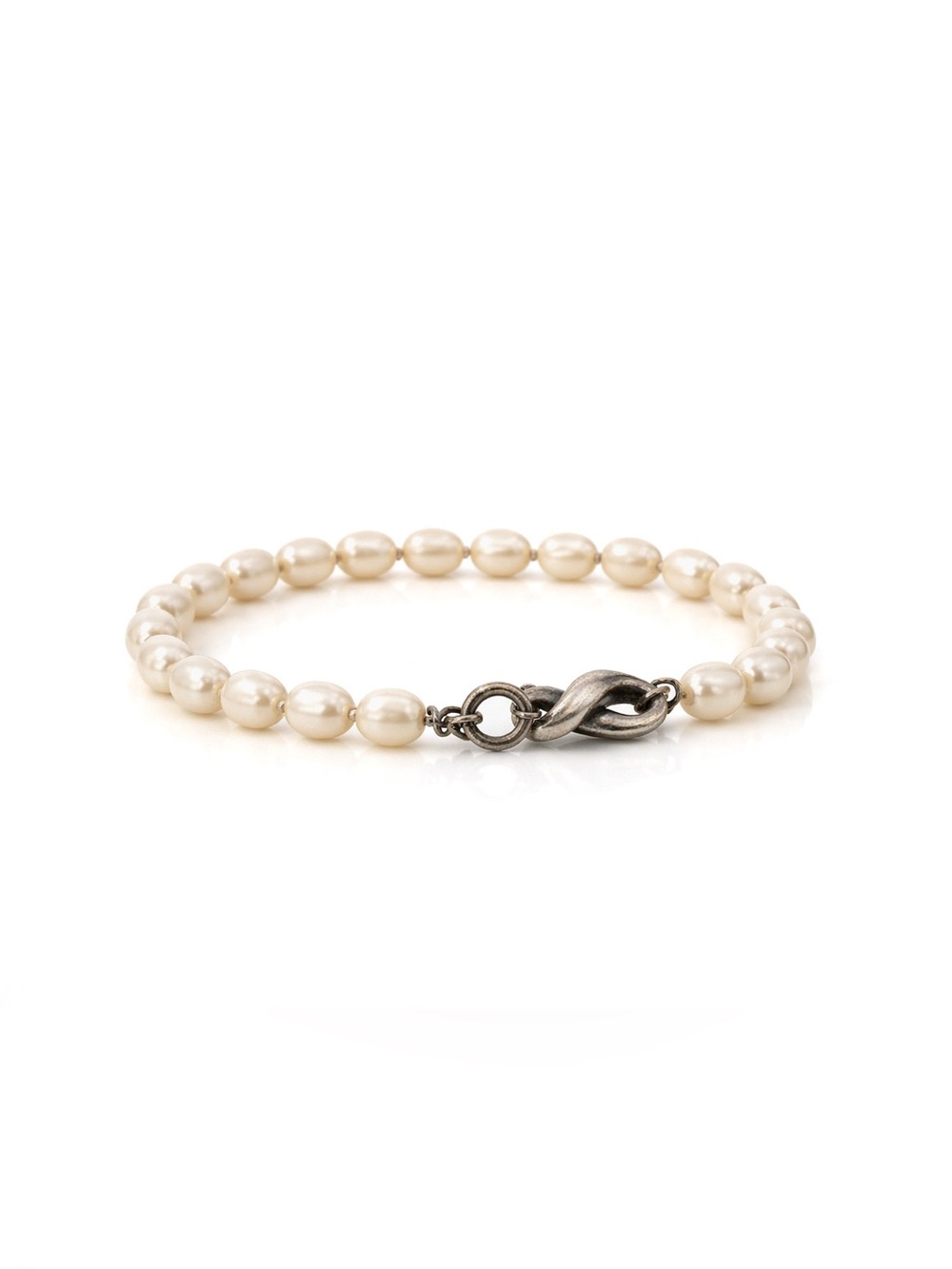 Tiffany & Co. Pearl bracelet with sterling silver infinity clasp.